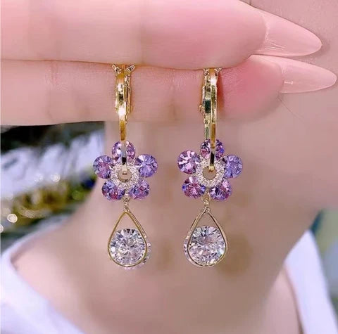 PENDIENTES FLORES DE CRISTAL