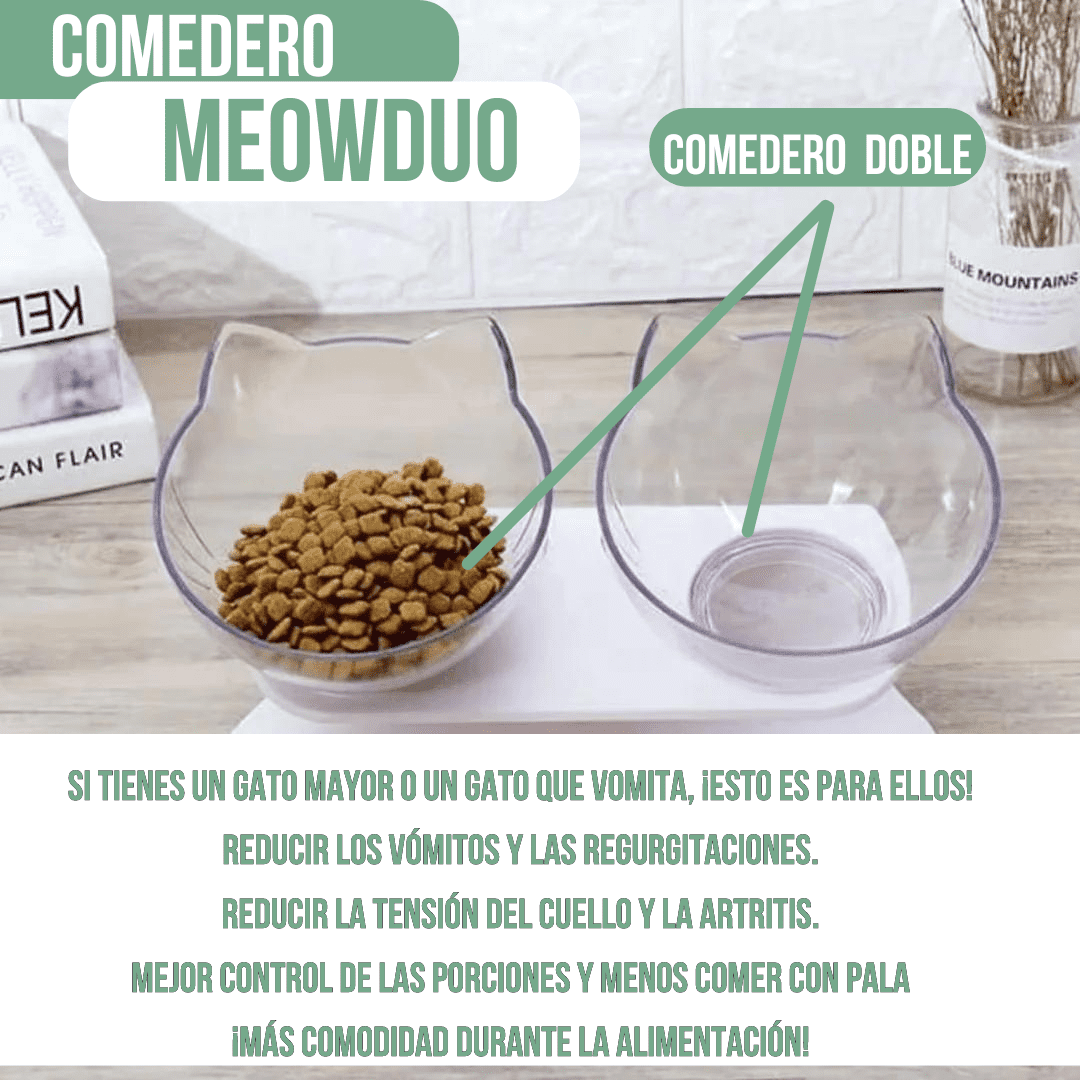 comedero DOBLE soporte para Alimentación meowduo🐈